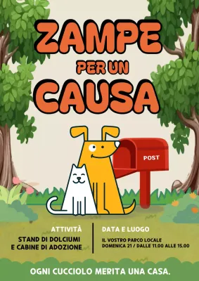 Manifesto per l'annuncio dell'evento per animali domestici retrò arancione