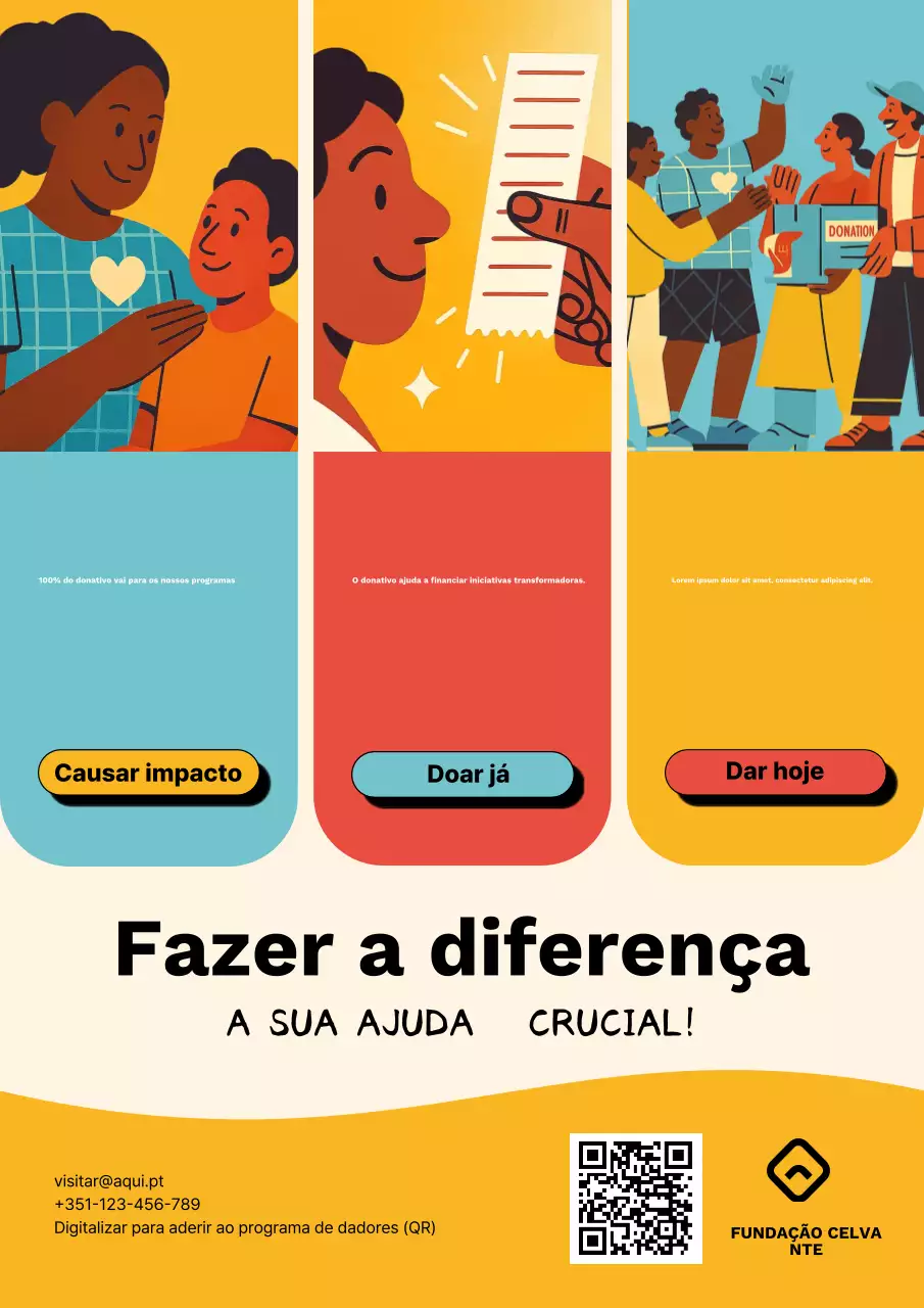 Cartaz colorido moderno de promoção de doações