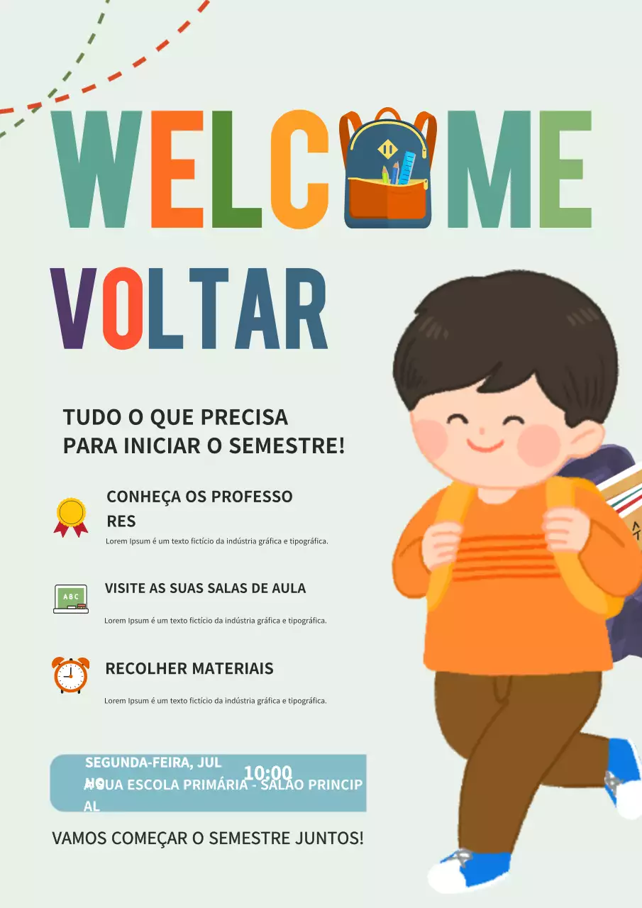 Cartaz de anúncio de evento escolar moderno e colorido