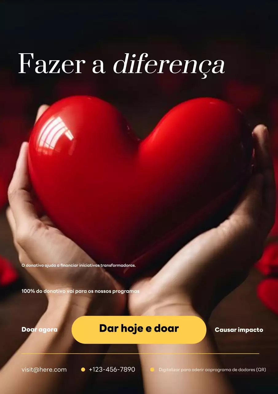 Cartaz promocional de caridade minimalista vermelho