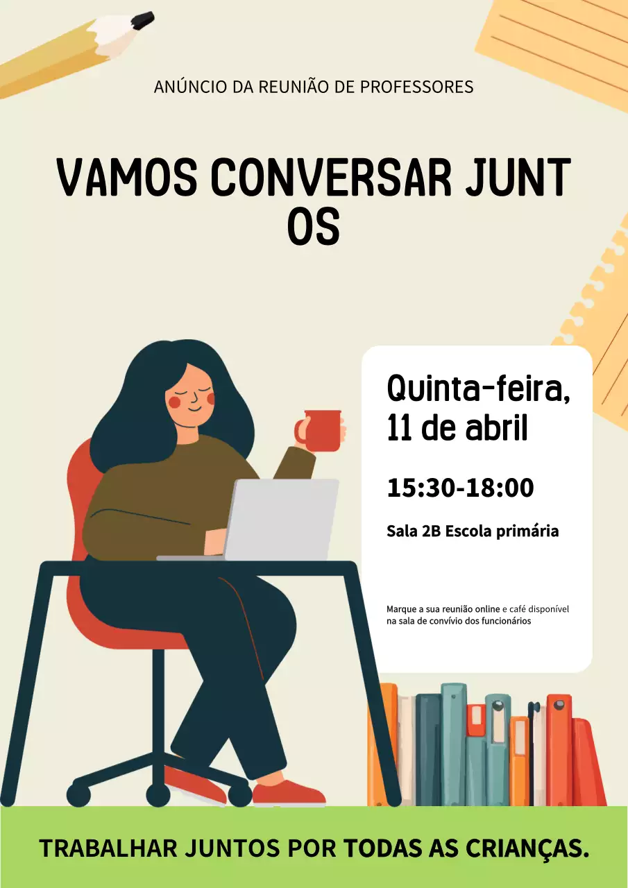 Cartaz de anúncio de reunião moderno bege