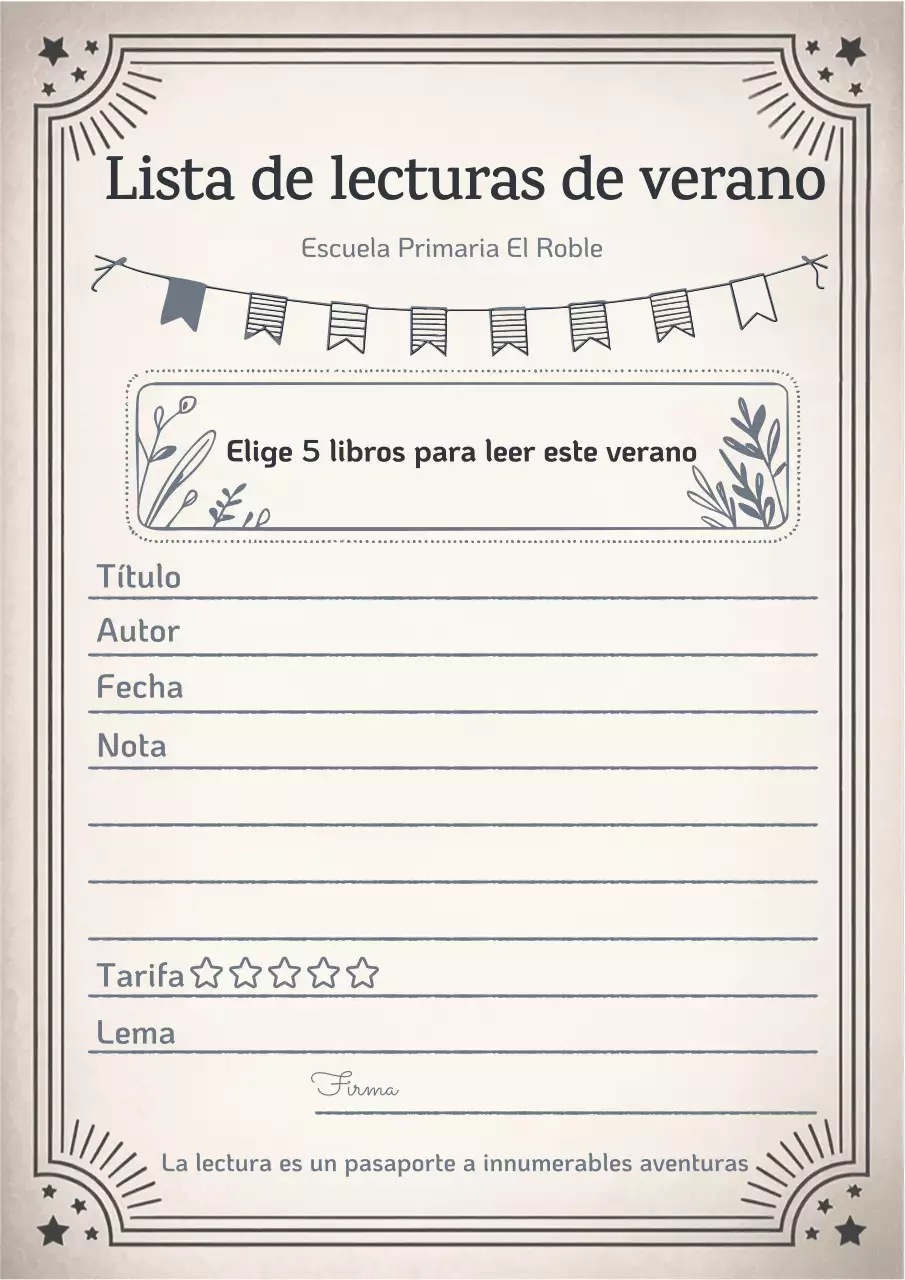 Planificador de lectura vintage beige