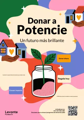 Cartel moderno y colorido para promover donaciones