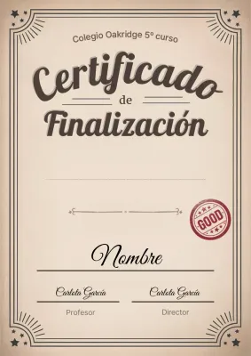 Certificado de finalización vintage beige