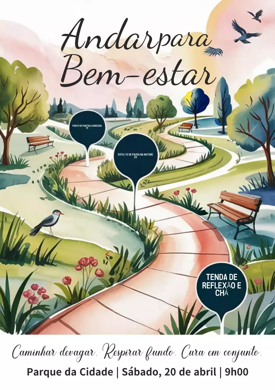Cartaz do evento de bem-estar estético verde