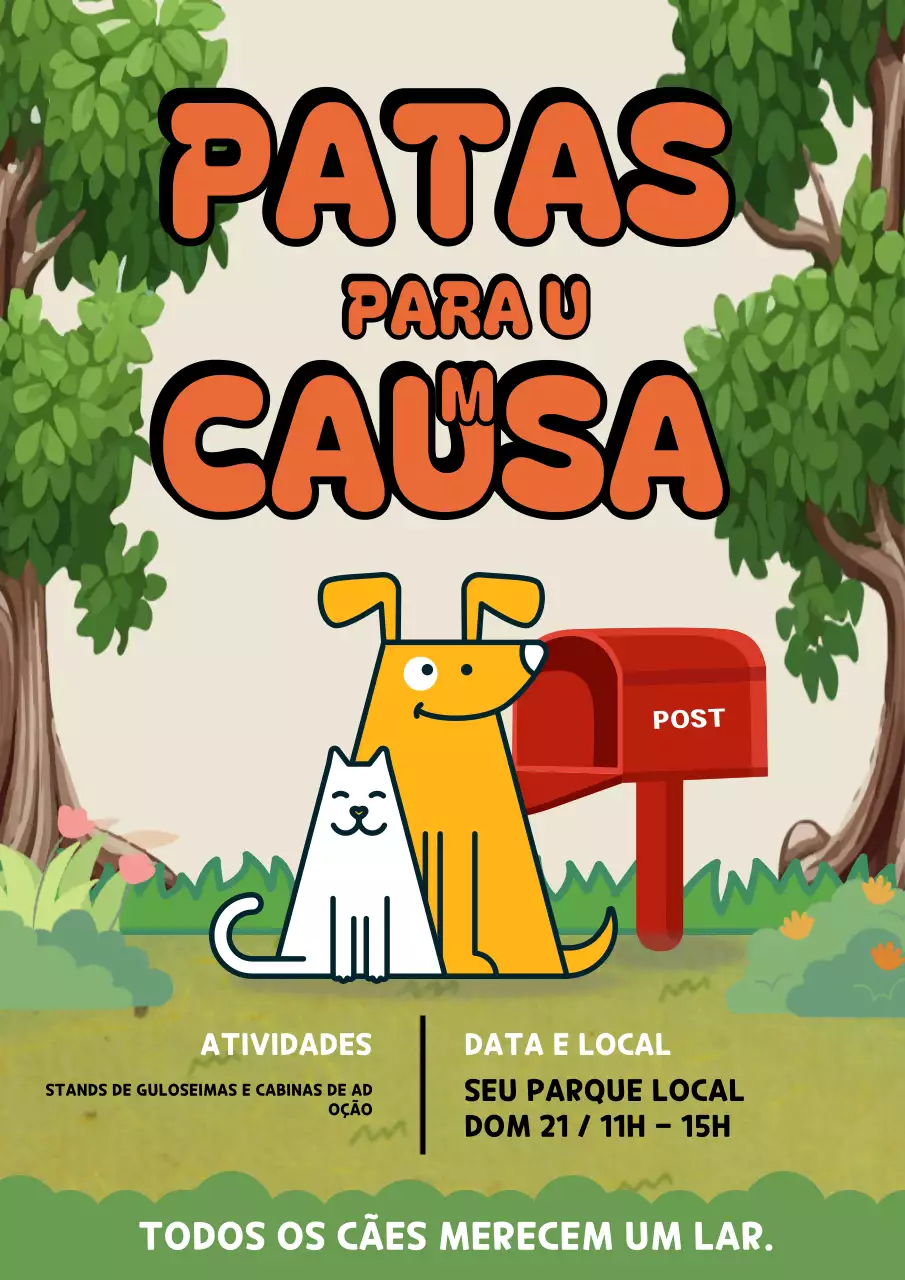 Cartaz de anúncio de evento de animal de estimação retrô laranja