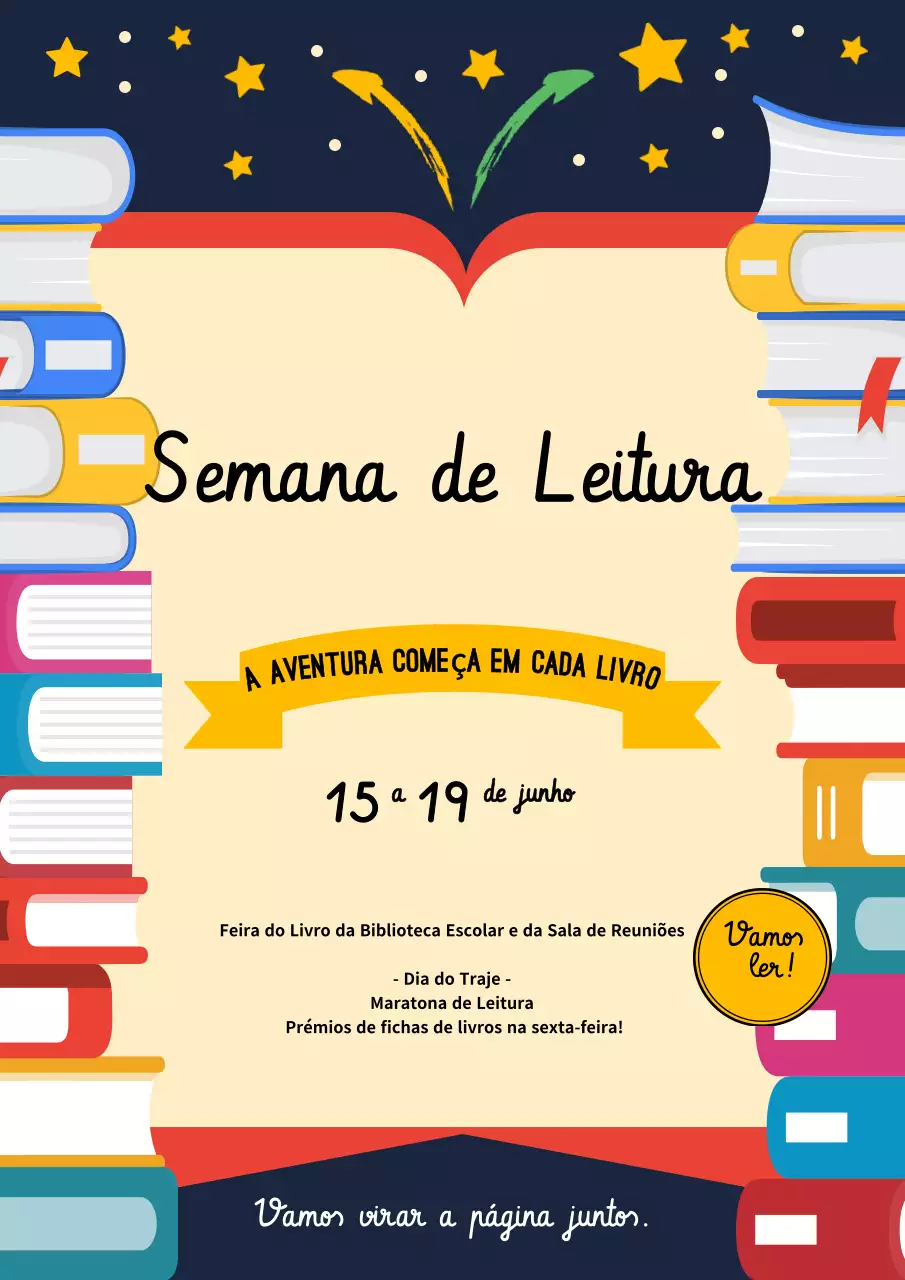 Cartaz de anúncio de evento de leitura retrô colorido
