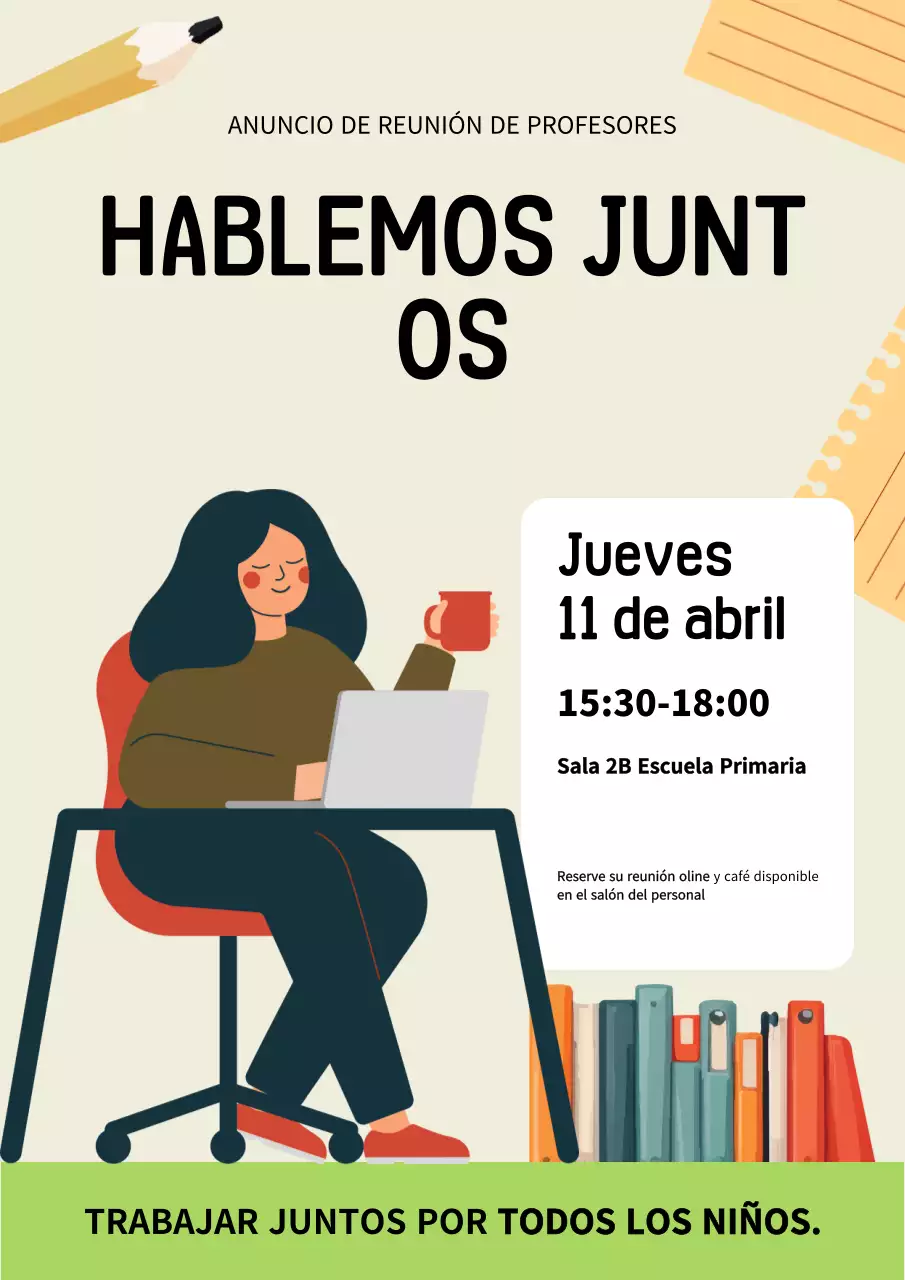 Cartel de anuncio de reunión moderno en beige