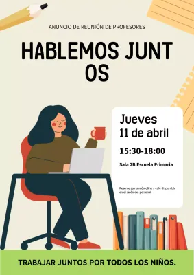 Cartel de anuncio de reunión moderno en beige