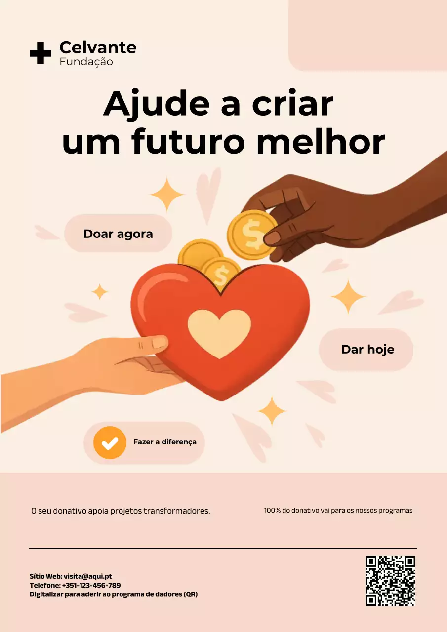 Cartaz de promoção de doação moderno bege