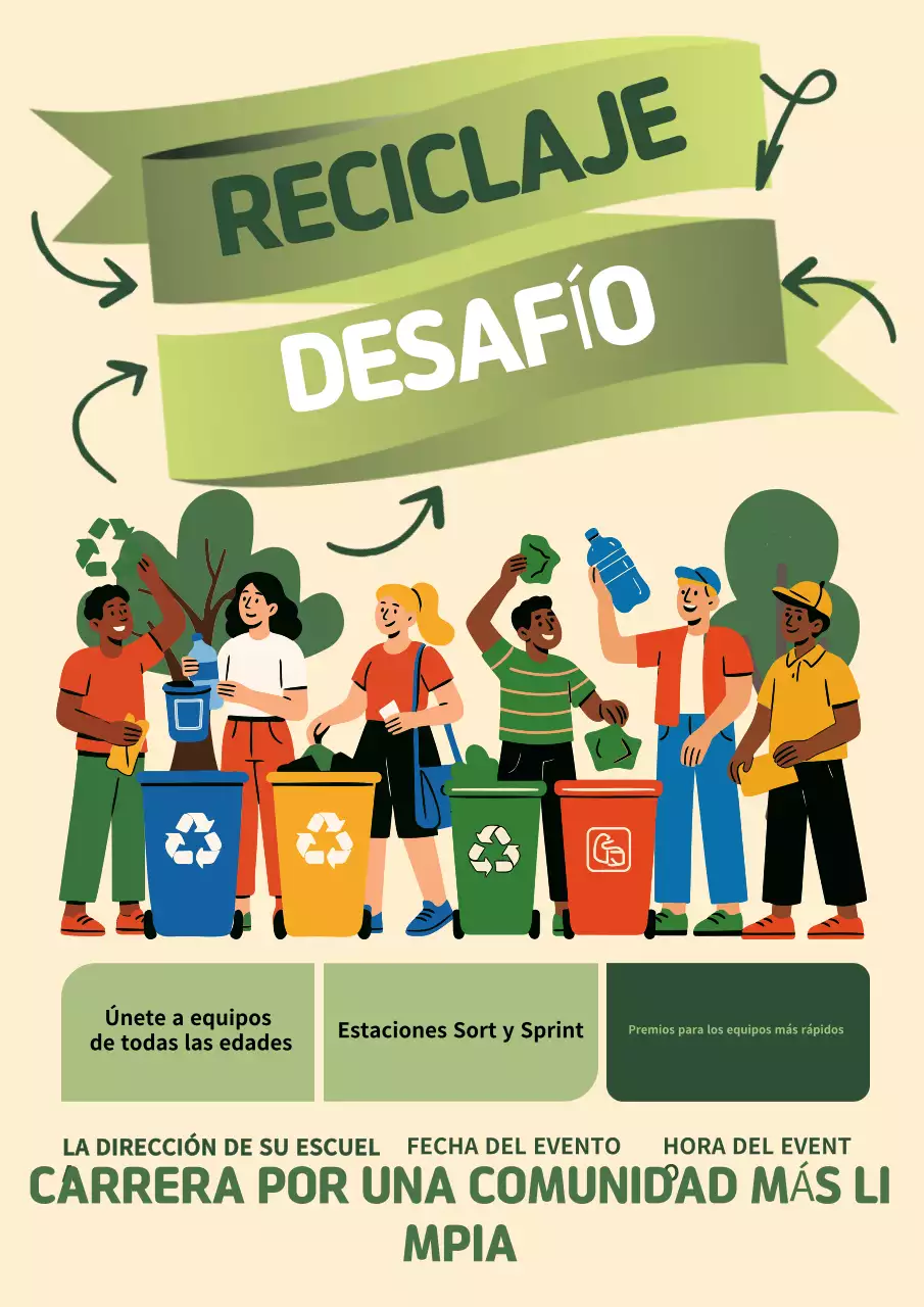 Cartel del evento de reciclaje moderno y ecológico