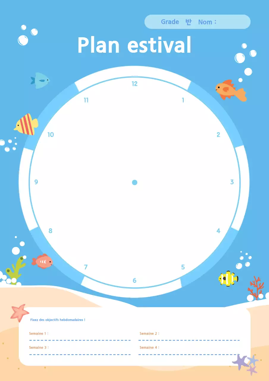 Planificateur de vacances pour bébé bleu ciel