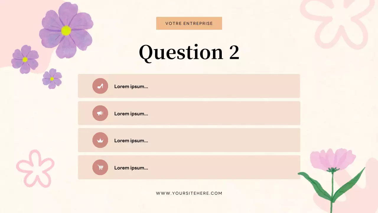 Présentation d'invitation à un quiz floral beige