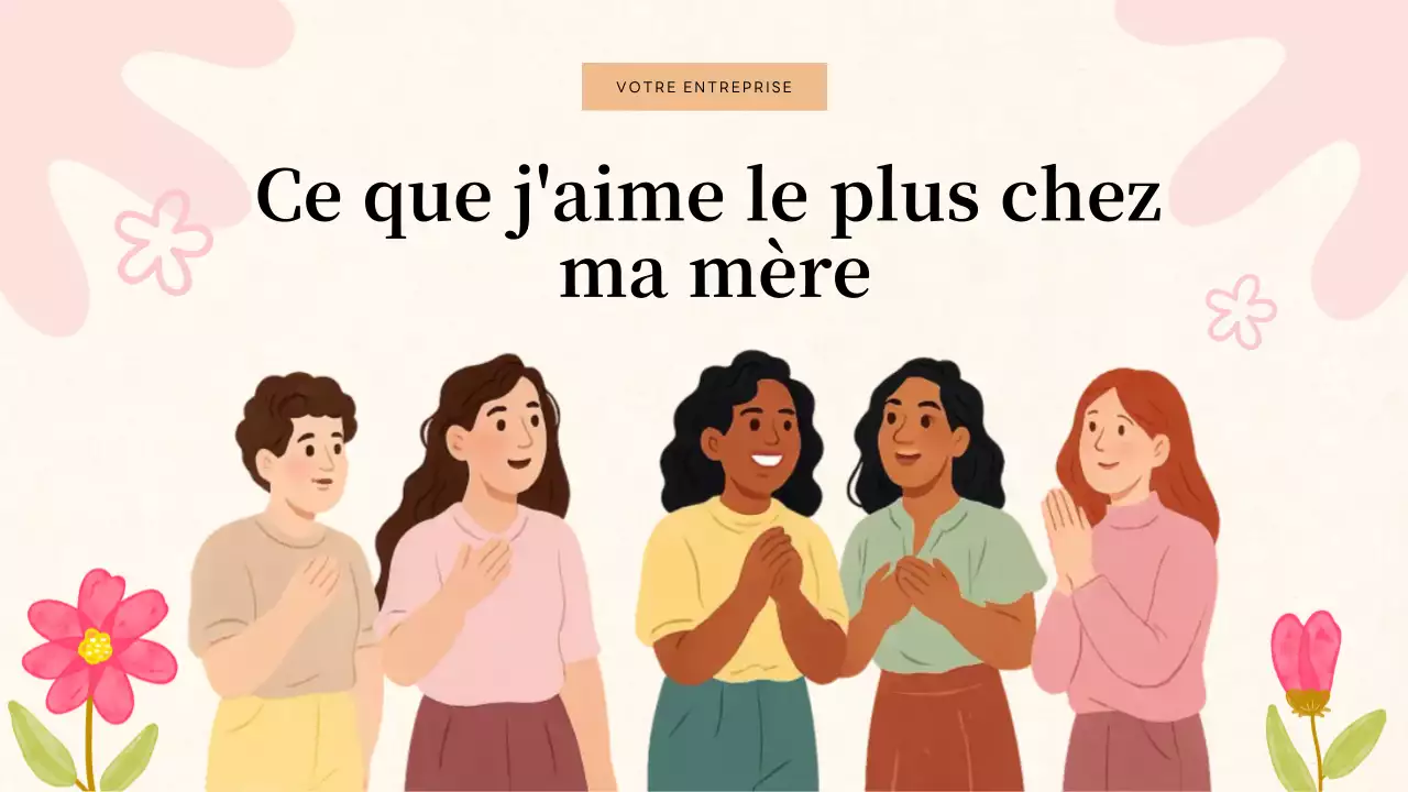 Présentation d'invitation à un quiz floral beige