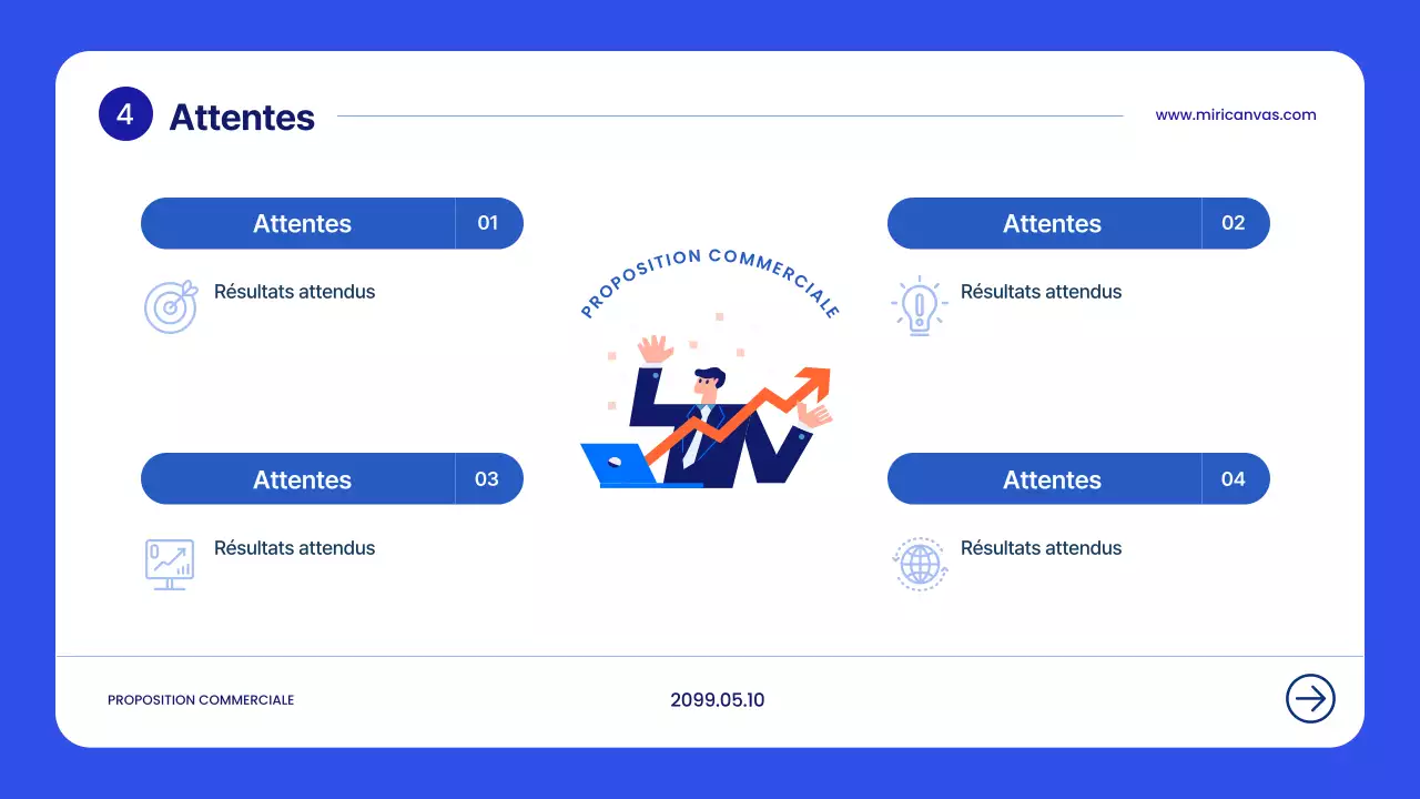 Planification de propositions modernes bleues