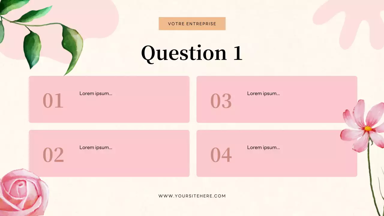 Présentation d'invitation à un quiz floral beige