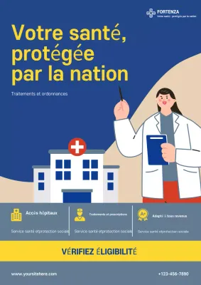 Affiche de promotion des soins de santé modernes bleus