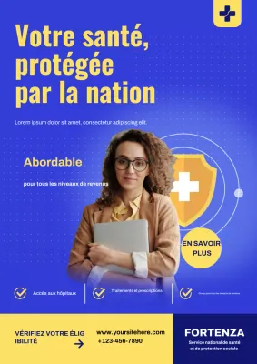 Affiche de promotion des soins de santé modernes bleus