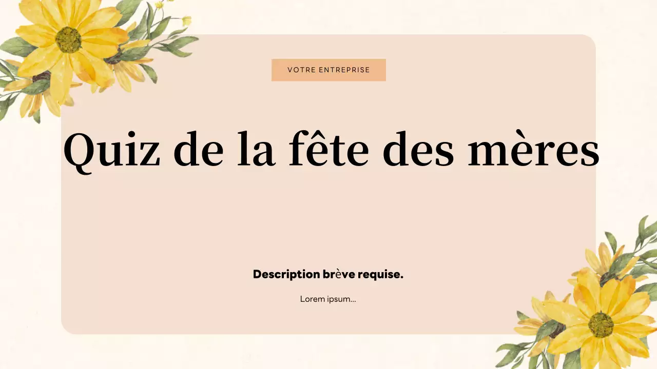 Présentation d'invitation à un quiz floral beige