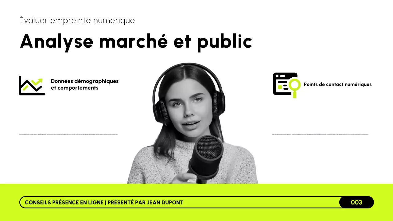 Présentation de la stratégie de marketing en ligne moderne en noir et blanc citron vert
