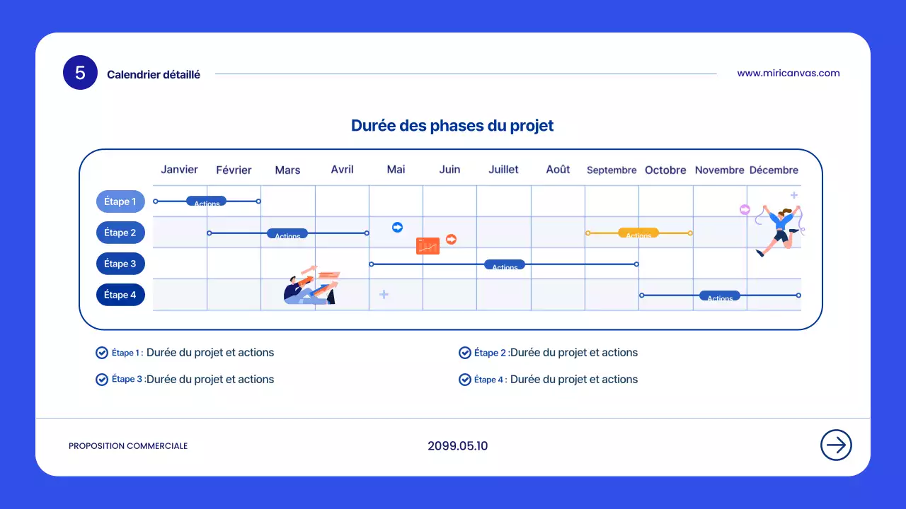 Planification de propositions modernes bleues