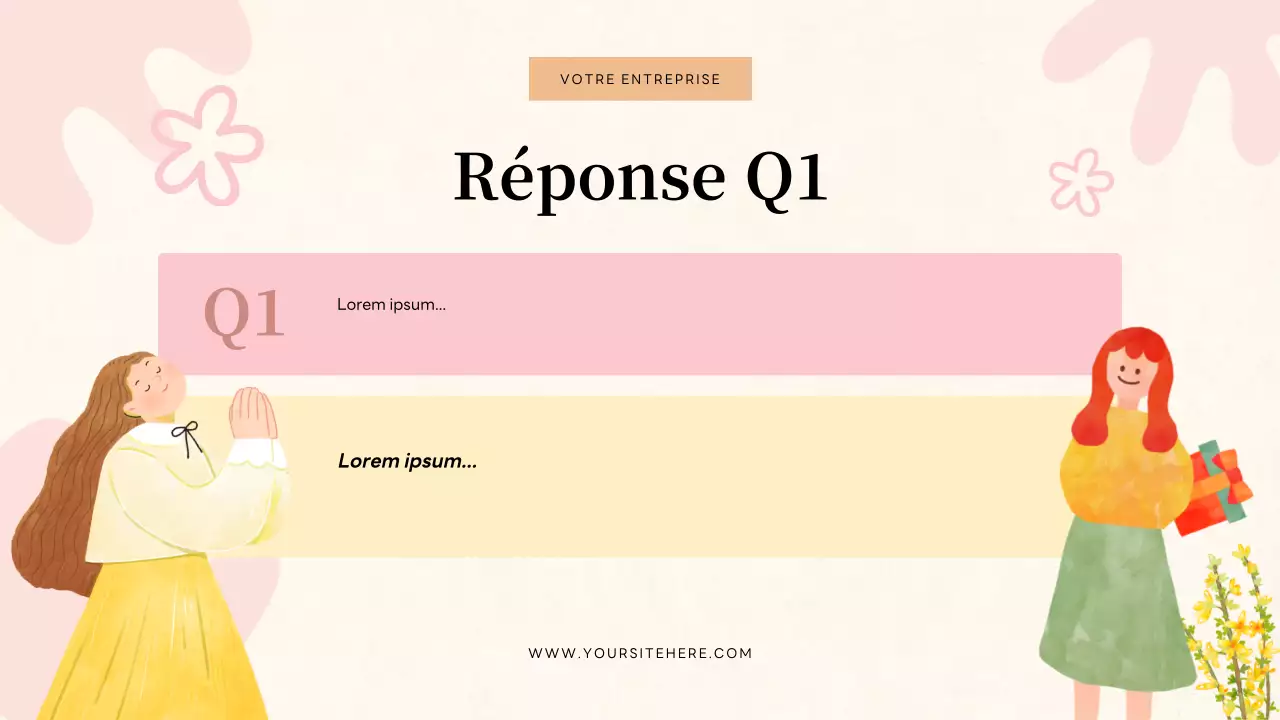 Présentation d'invitation à un quiz floral beige