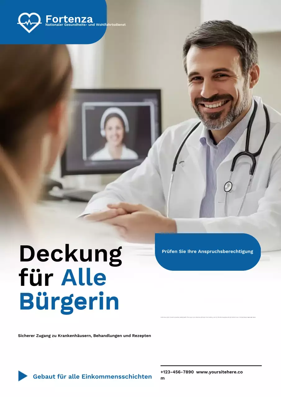 Blaues modernes Gesundheitswerbeplakat
