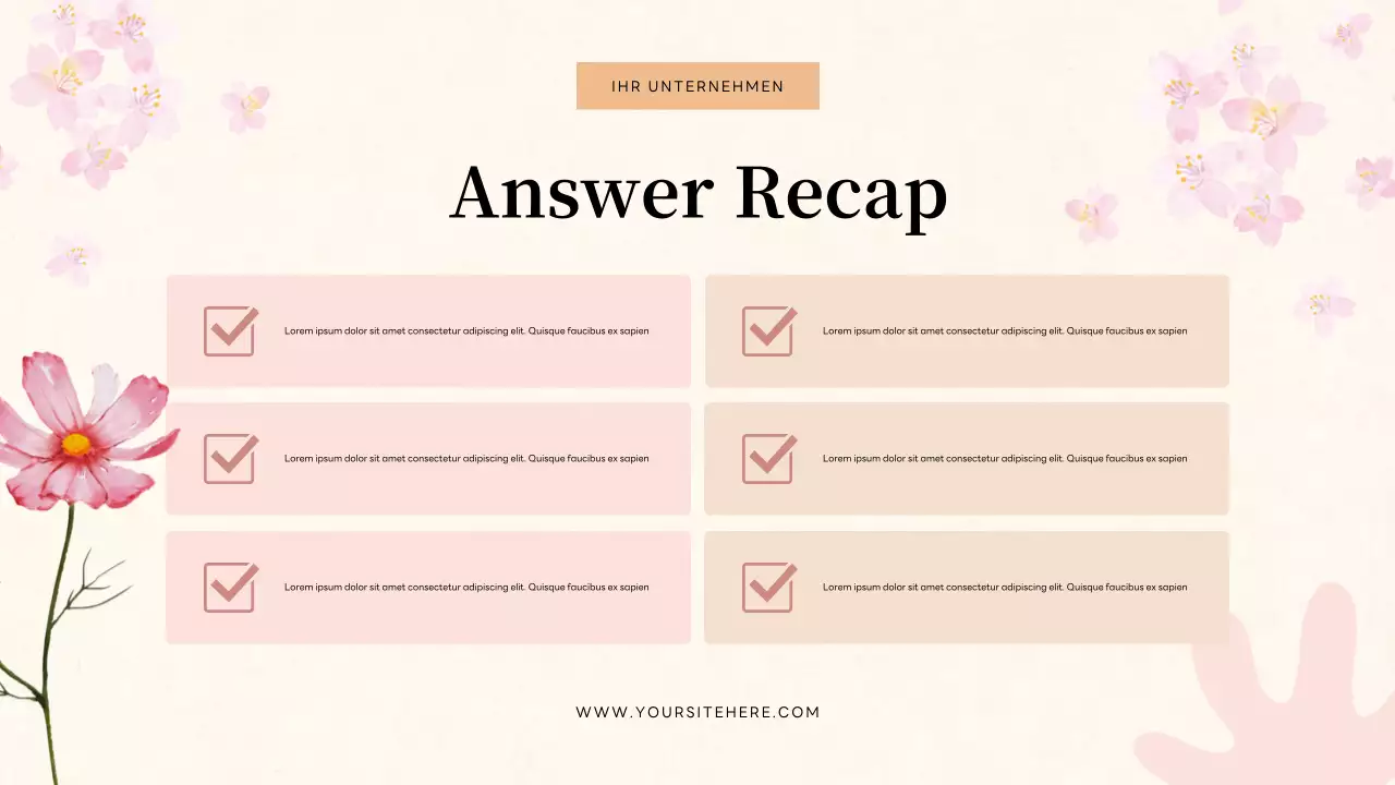 Einladung zum Quiz mit beigen Blumenmustern Präsentation
