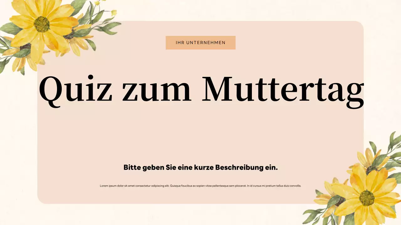 Einladung zum Quiz mit beigen Blumenmustern Präsentation