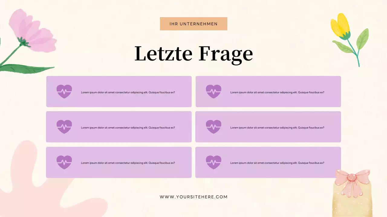 Einladung zum Quiz mit beigen Blumenmustern Präsentation