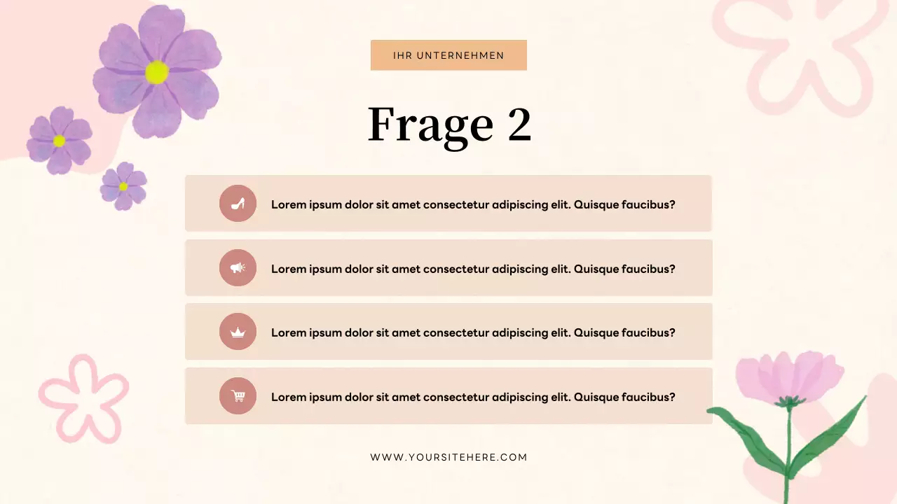 Einladung zum Quiz mit beigen Blumenmustern Präsentation