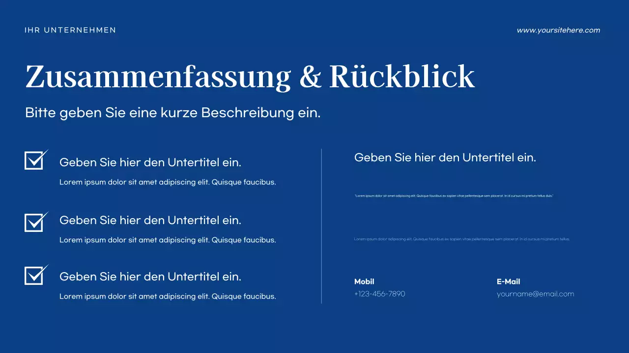 Blaue moderne Geschäftspräsentation