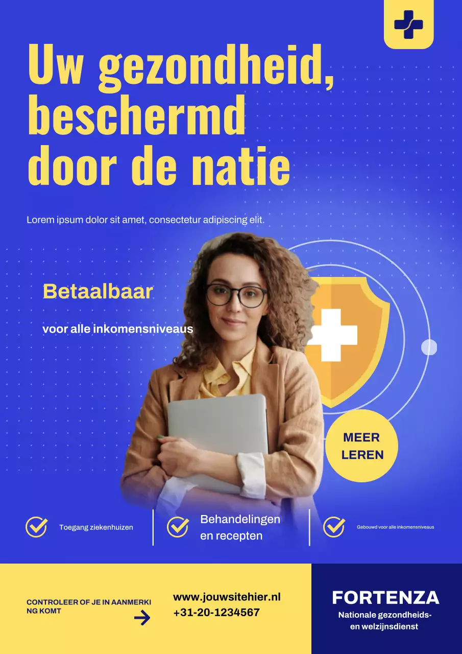 Blauwe moderne gezondheidszorg promotieposter