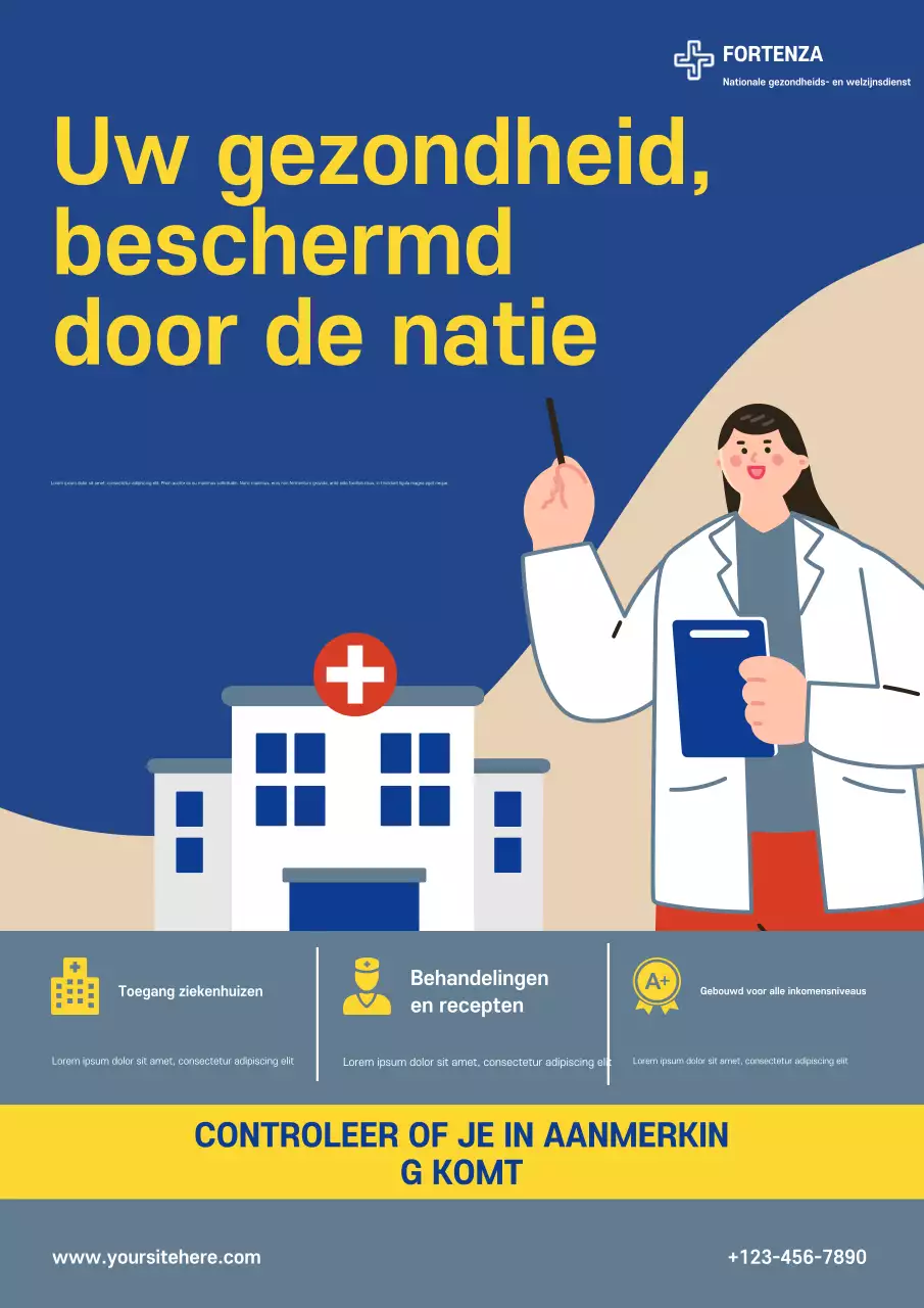 Blauwe moderne gezondheidszorg promotieposter
