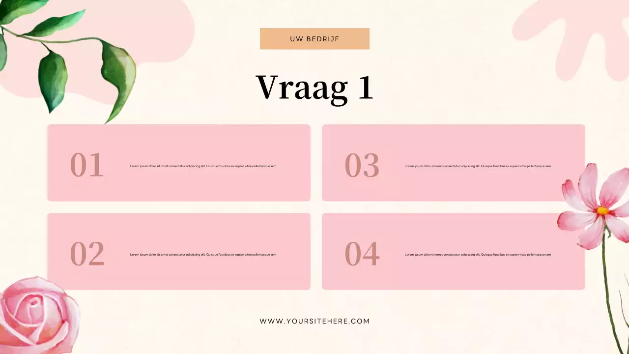 Beige bloemenquizuitnodigingpresentatie