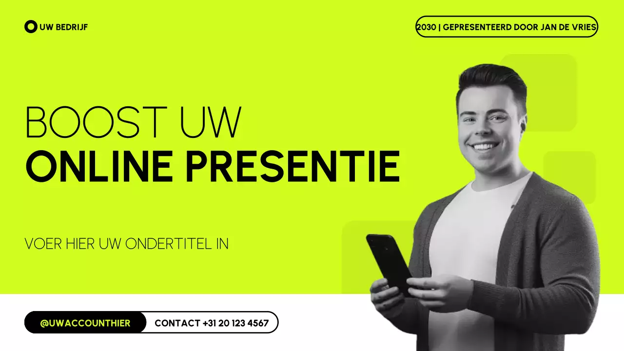 Lime Black and White moderne online marketingstrategie presentatie