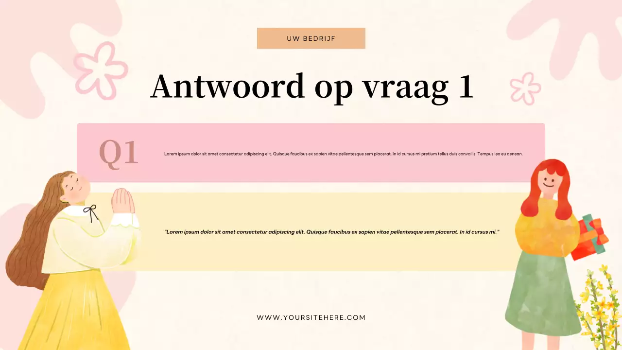 Beige bloemenquizuitnodigingpresentatie