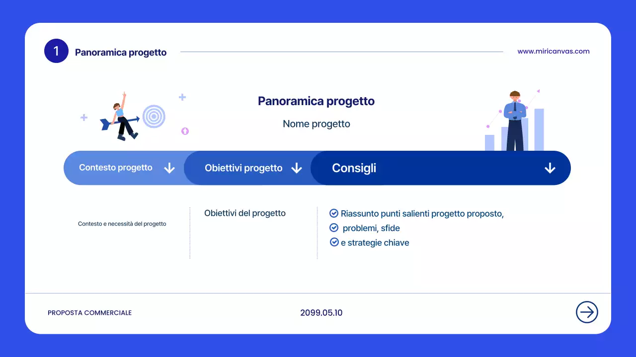 Pianificazione della proposta moderna blu