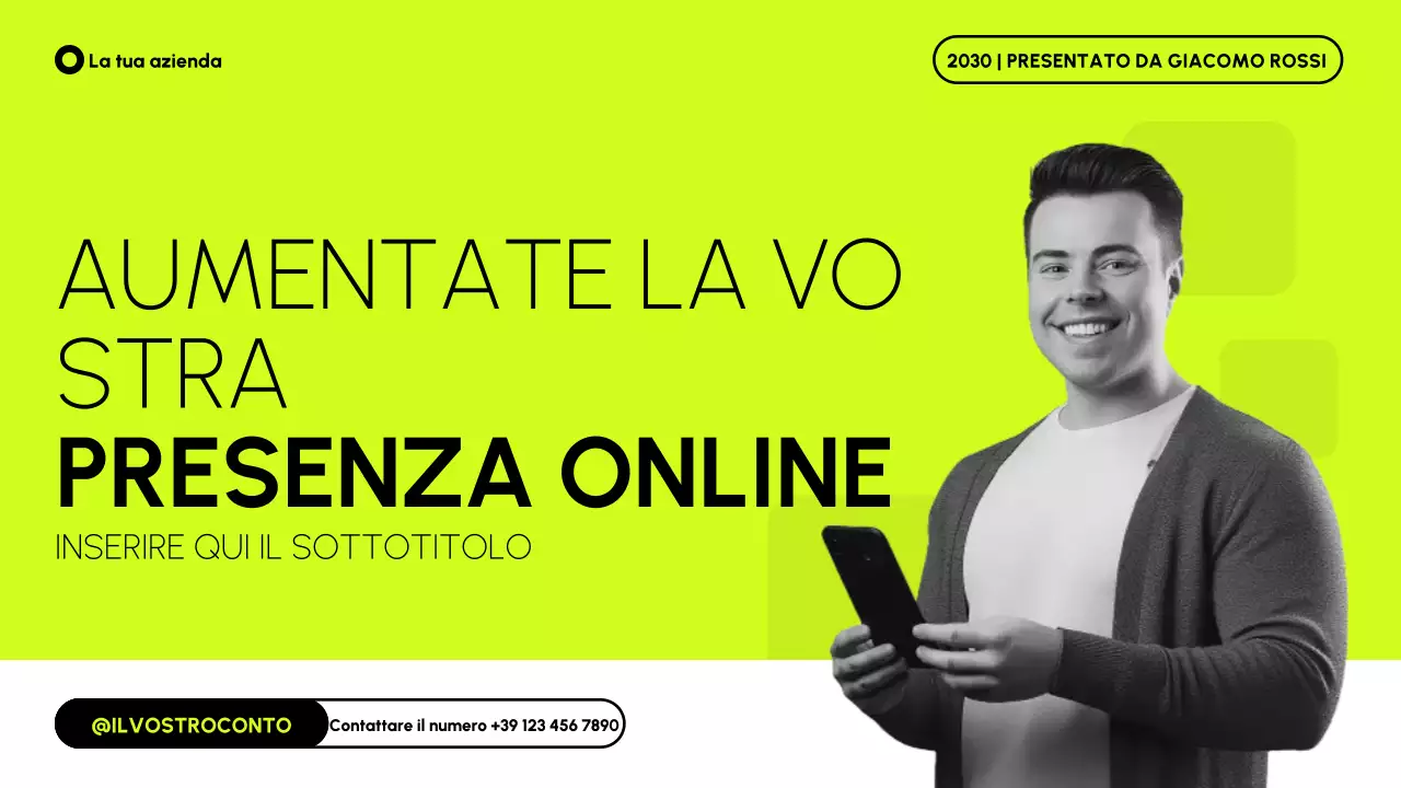 Presentazione della strategia di marketing online moderna in bianco e nero di Lime