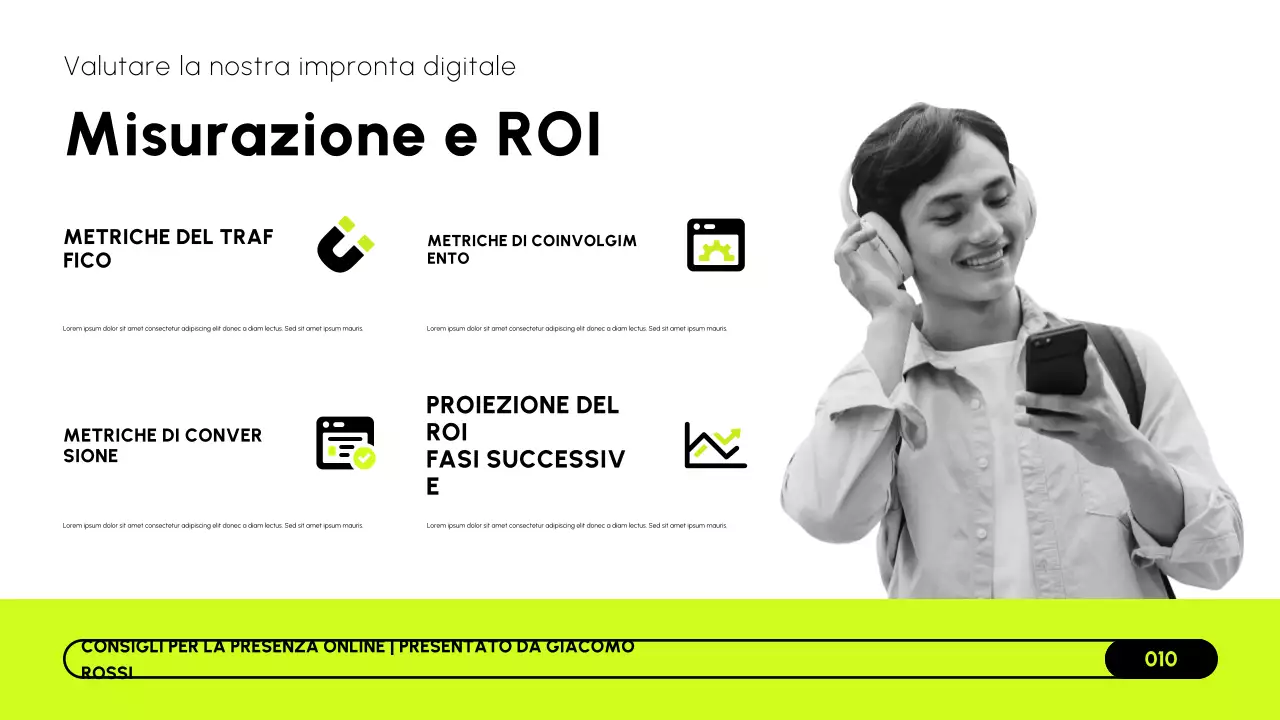 Presentazione della strategia di marketing online moderna in bianco e nero di Lime