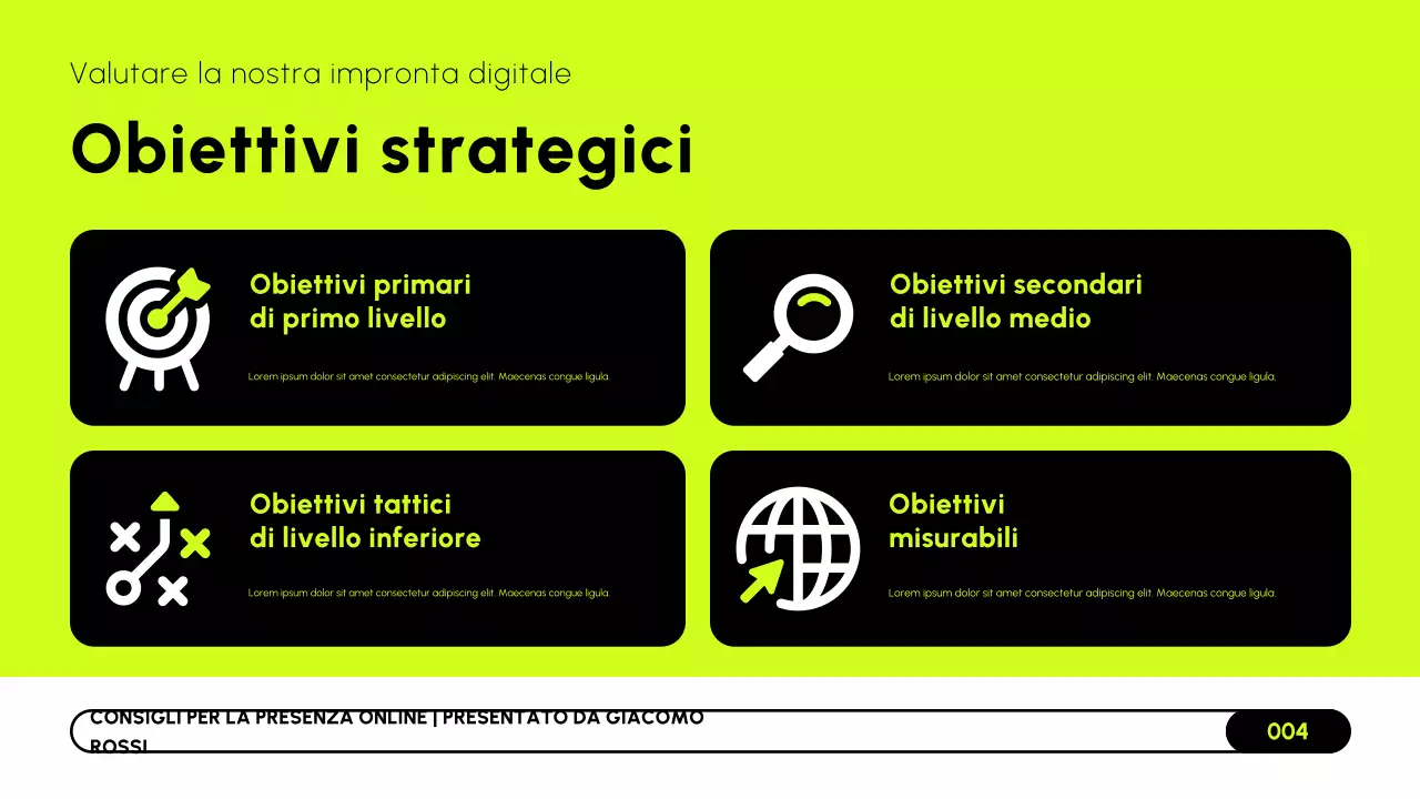 Presentazione della strategia di marketing online moderna in bianco e nero di Lime