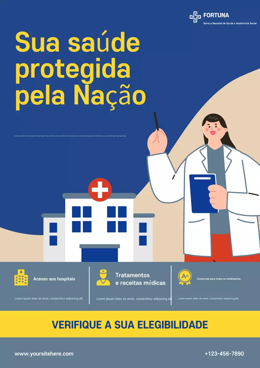 Cartaz de promoção de saúde moderna azul