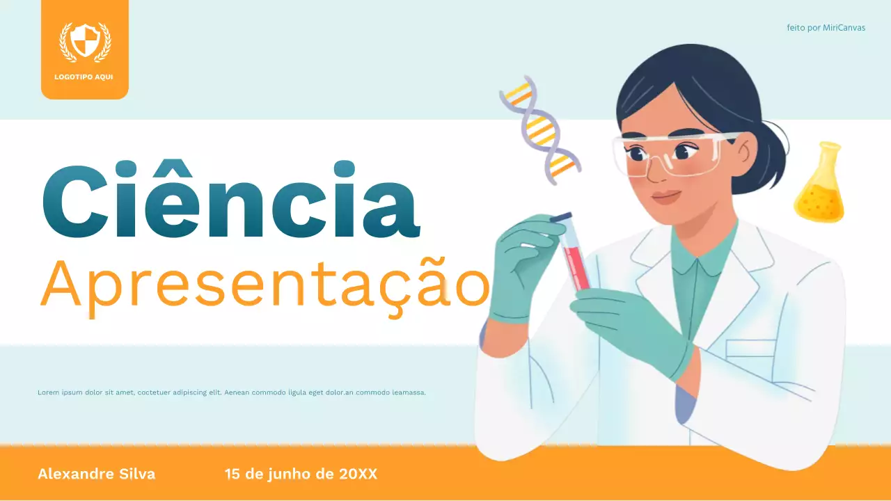 Apresentação da aula de ciências modernas em laranja