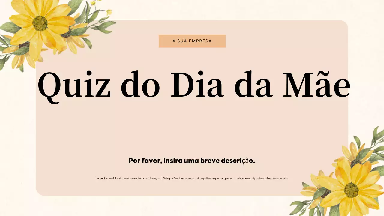 Apresentação de convite para quiz floral bege