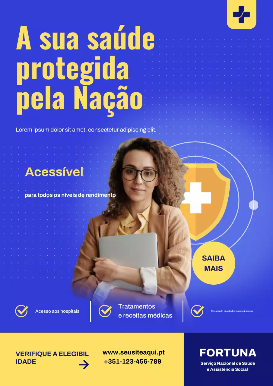 Cartaz de promoção de saúde moderna azul
