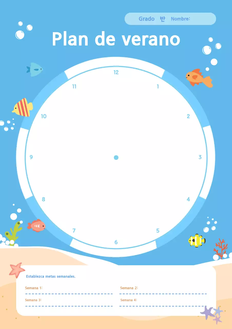 Planificador de vacaciones para bebés en color azul cielo