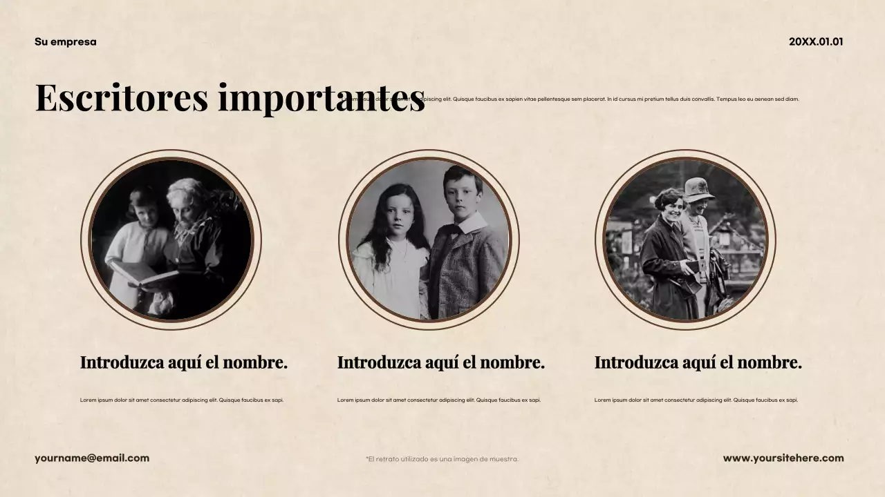 Presentación de literatura clásica beige