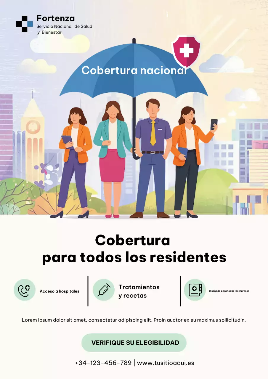 Cartel azul moderno de promoción de la atención médica