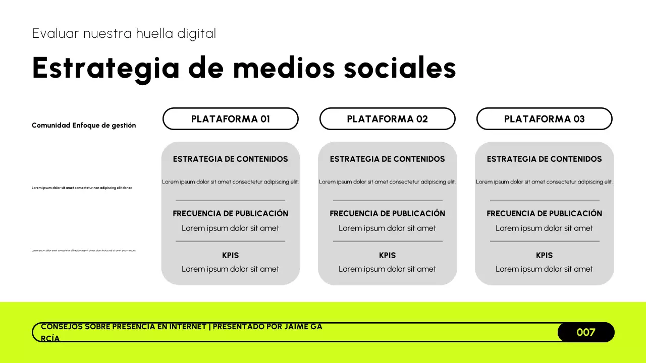 Presentación de estrategia de marketing online moderna en blanco y negro lima