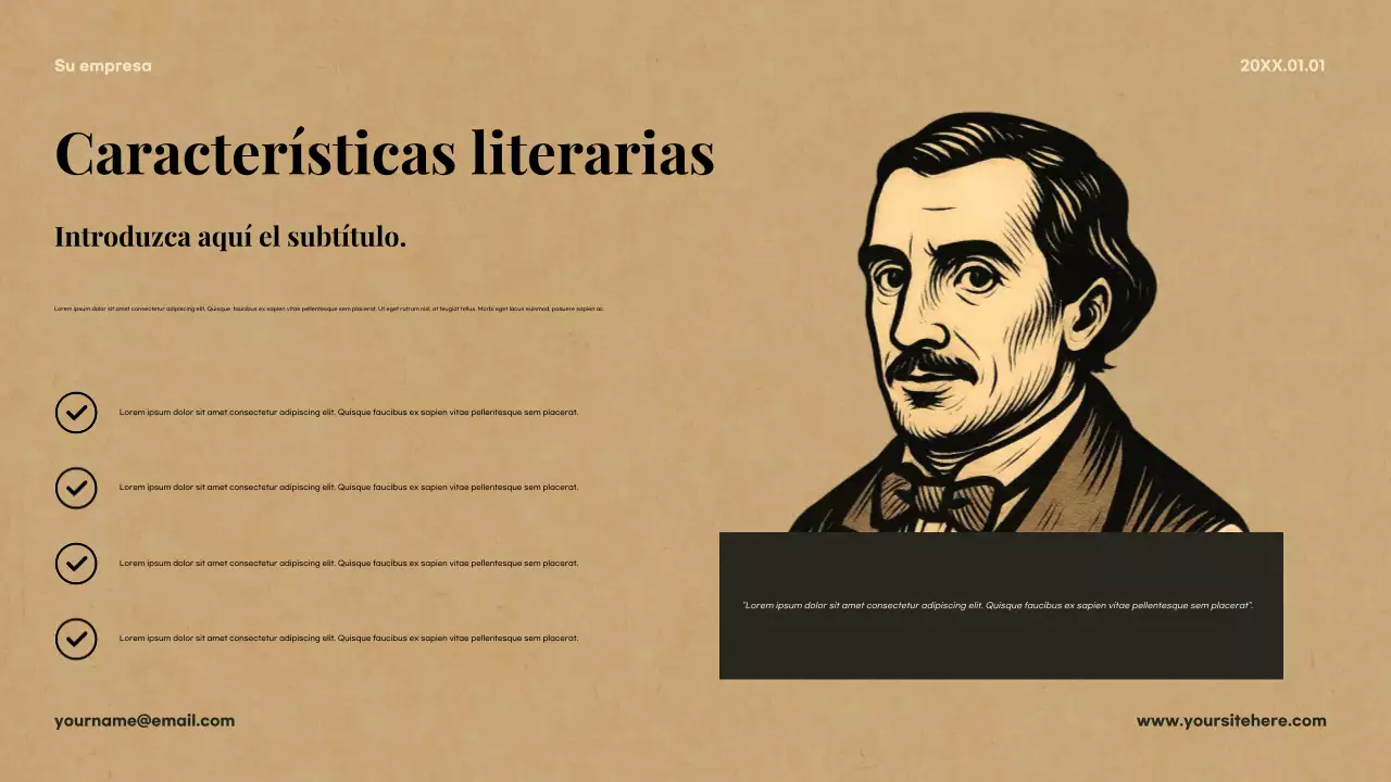 Presentación de literatura clásica beige
